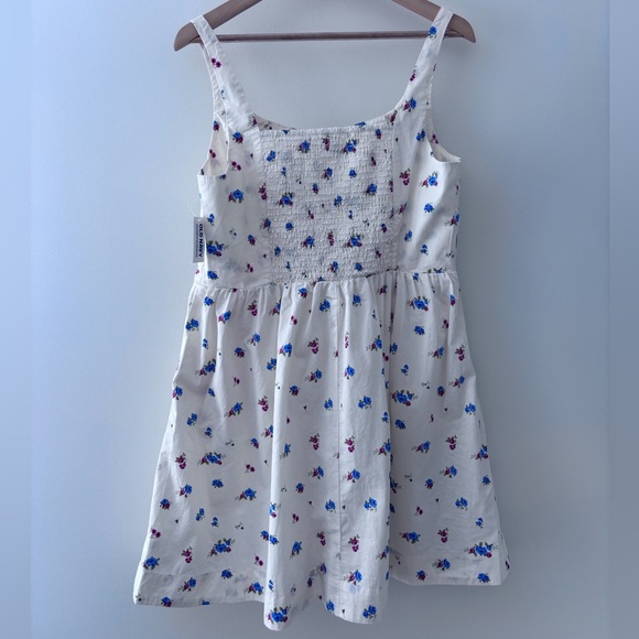 Old Navy White Floral Print Sweetheart Sleeveless Fit & Flare Mini Dress L NWT - Picture 3 of 7